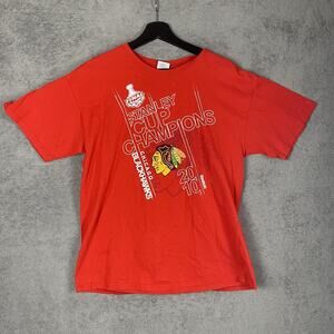 Chicago Blackhawks Shirt Mens Large NHL Hockey Stanley Cup Champions Reebok 2010